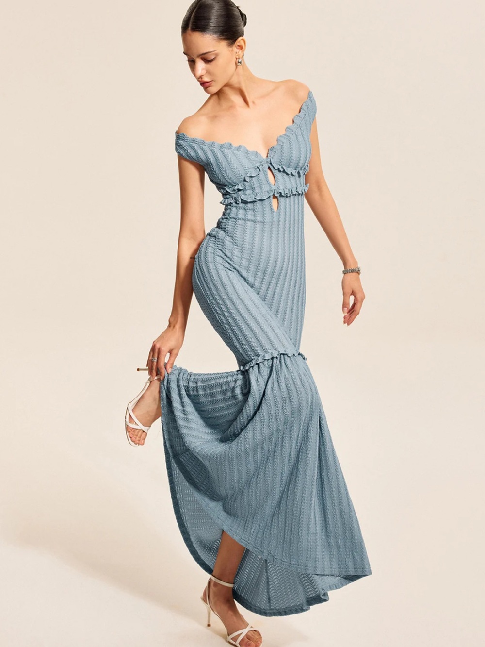 Commense Off-Shoulder Ruffle Detail Dress Size XL NWT Stretchy